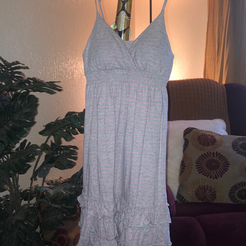Striped gray and light pink dress